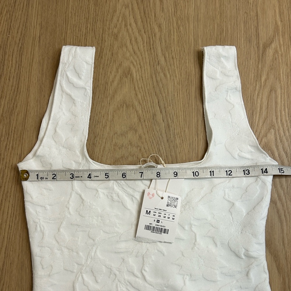 NWT Zara Stretch Square Neck Textured Midi Dress M - Picture 10 of 16